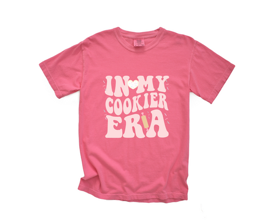 "in my cookier era" t-shirt - crunchberry pink comfort colors