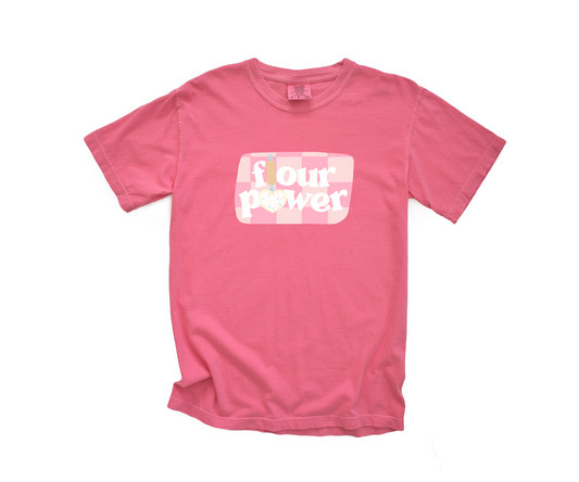 flour power t-shirt - crunchberry pink comfort colors