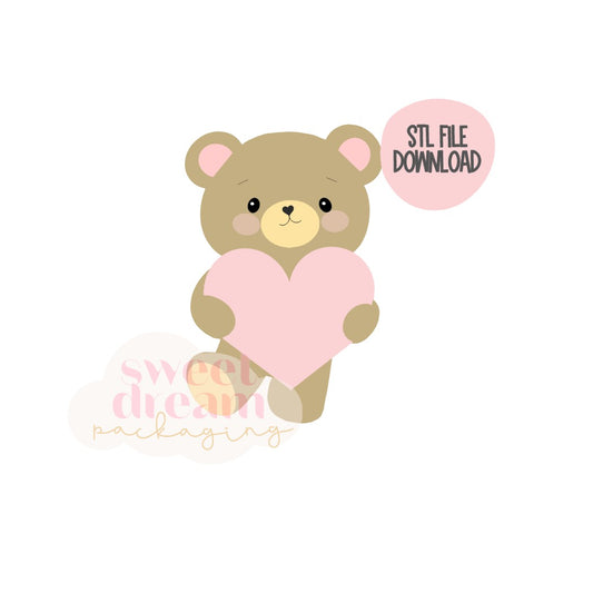 STL FILE DOWNLOAD - regular size bear with heart cutter