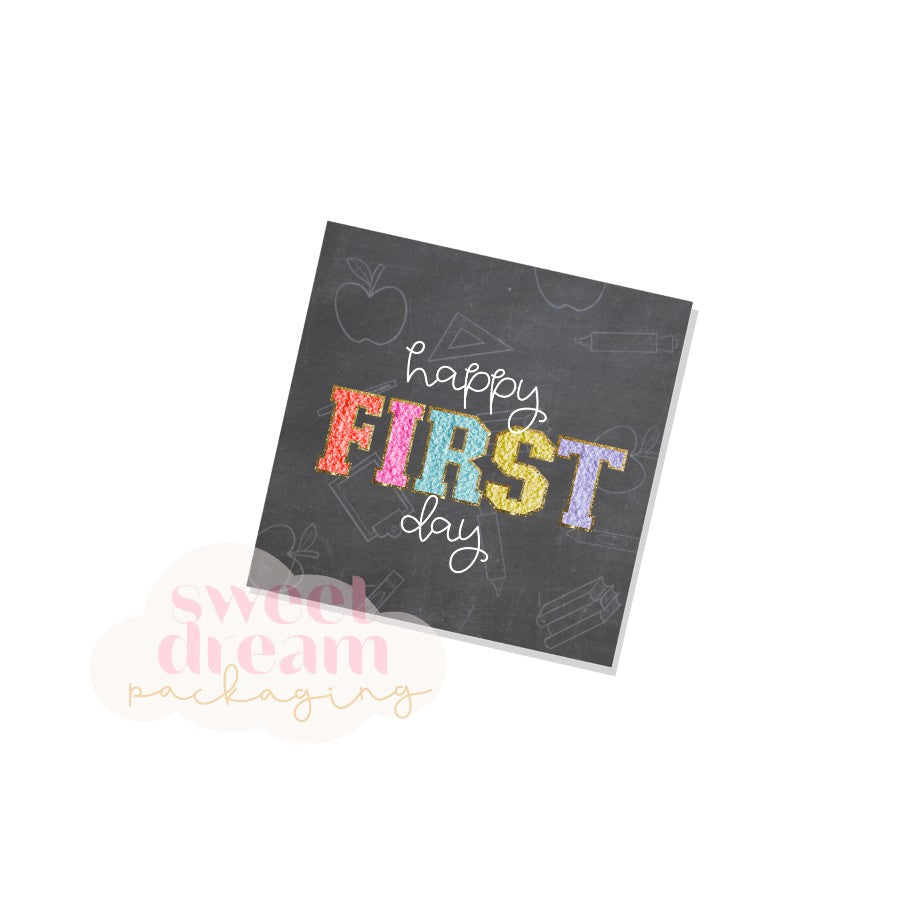 happy first day 2" square tag - digital download