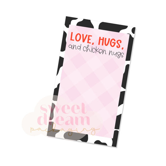 love, hugs & chicken nugs skinny cookie card - digital download