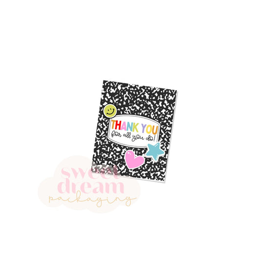 composition book thank you 2" x 2.5" tag - digital download