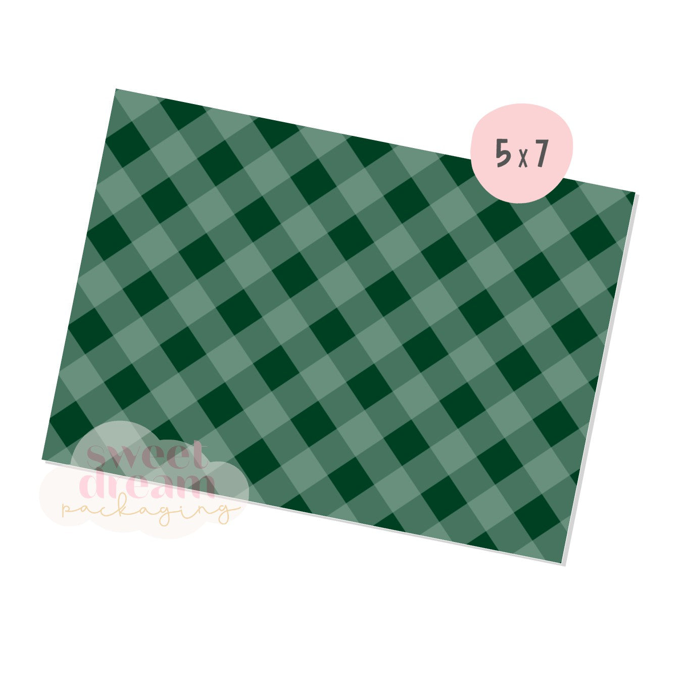 green gingham 5x7 box backer - digital download