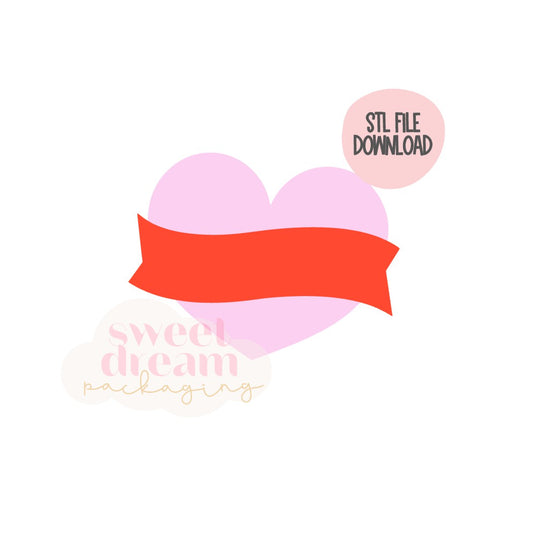 STL FILE DOWNLOAD - regular size heart with banner cutter
