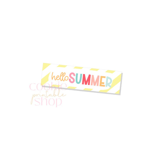 hello summer skinny rectangle tag - digital download
