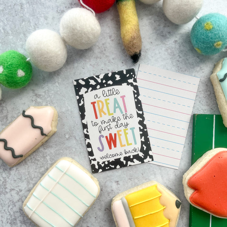a little treat to make the first day sweet rectangle tags - pack of 24