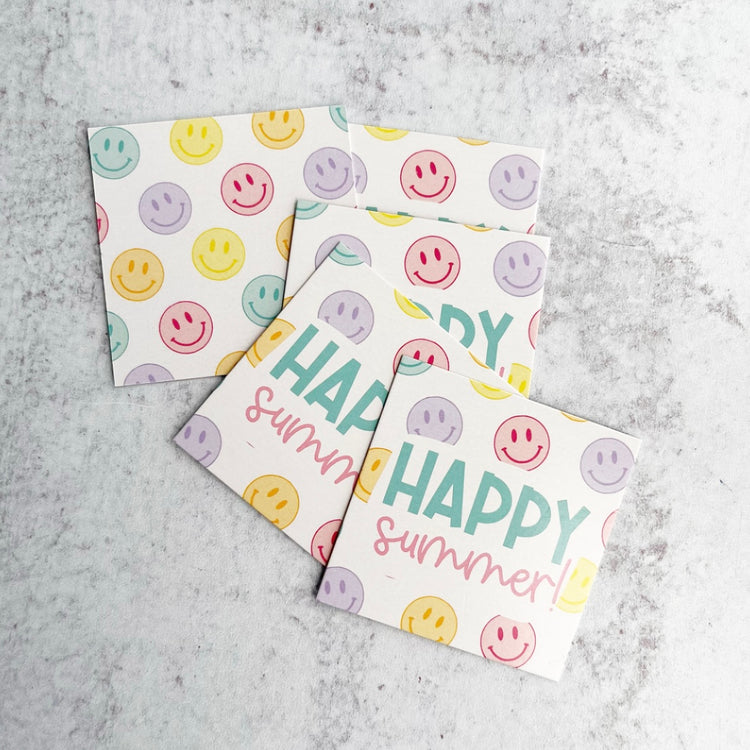 happy summer square tags - pack of 24