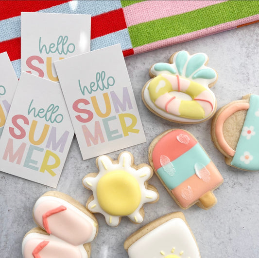hello summer rectangle tags - pack of 24