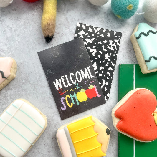 chalkboard welcome back to school rectangle tags - pack of 24