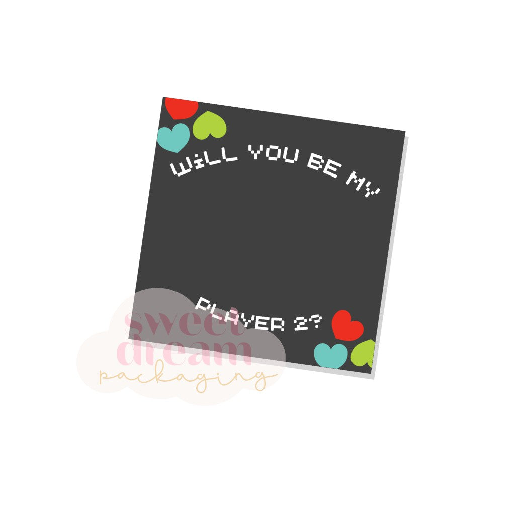 will you be my player 2? 3.25" square cookie card - digital download
