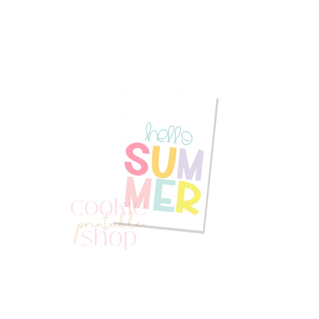 hello summer rectangle tag - digital download