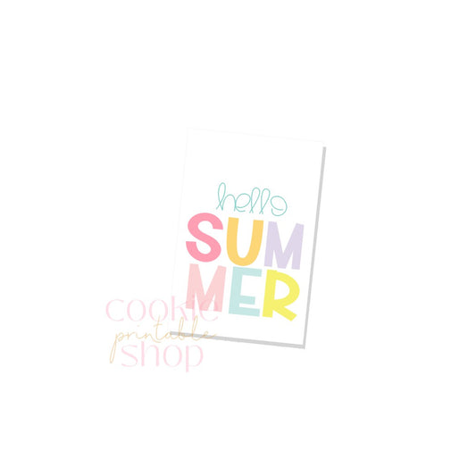 hello summer rectangle tag - digital download