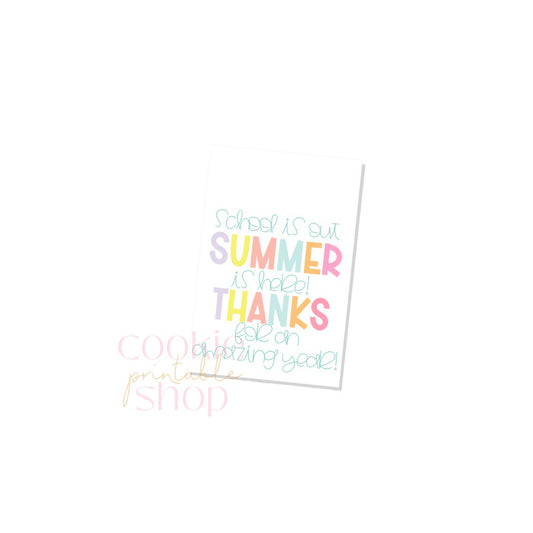 school is out, summer is here rectangle tag - digital download