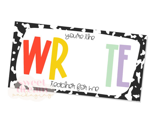 you're the write teacher for me cookie card - digital download