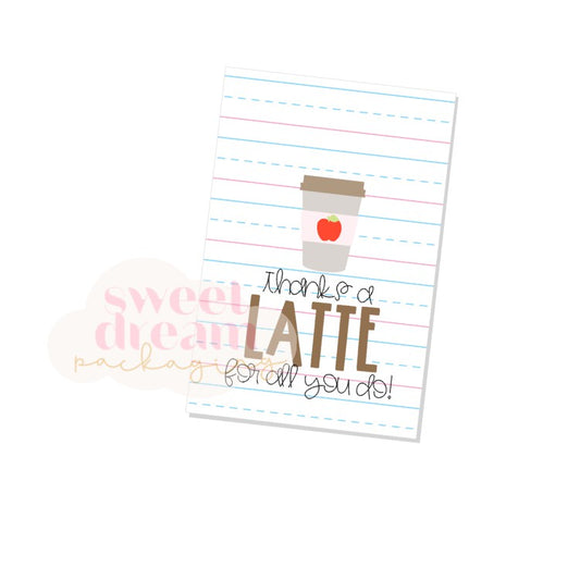 thanks a latte for all you do rectangle tag - digital download
