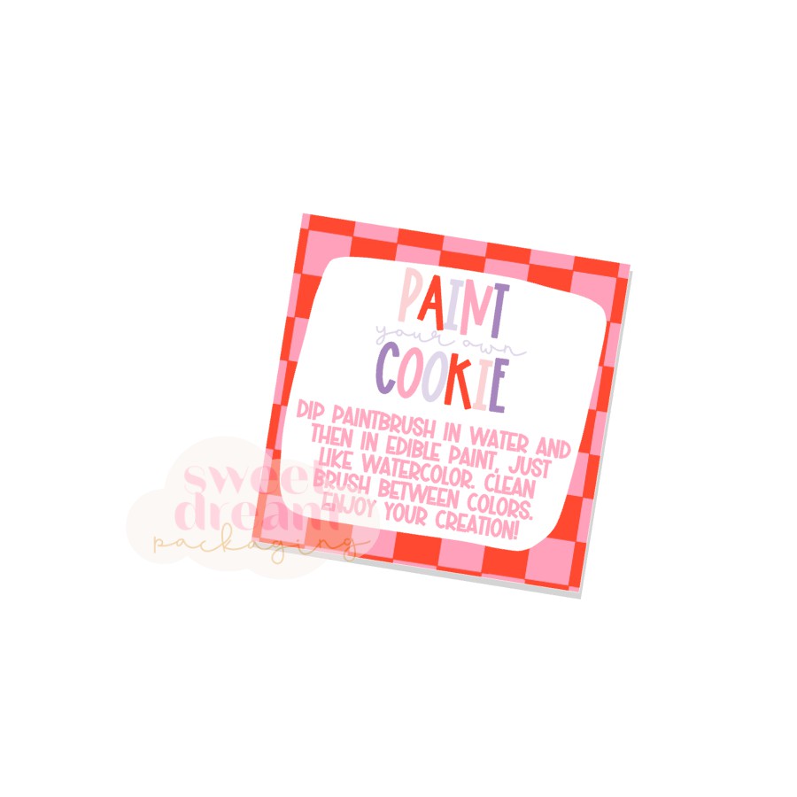 paint your own cookie 2.5 inch square tag - digital download