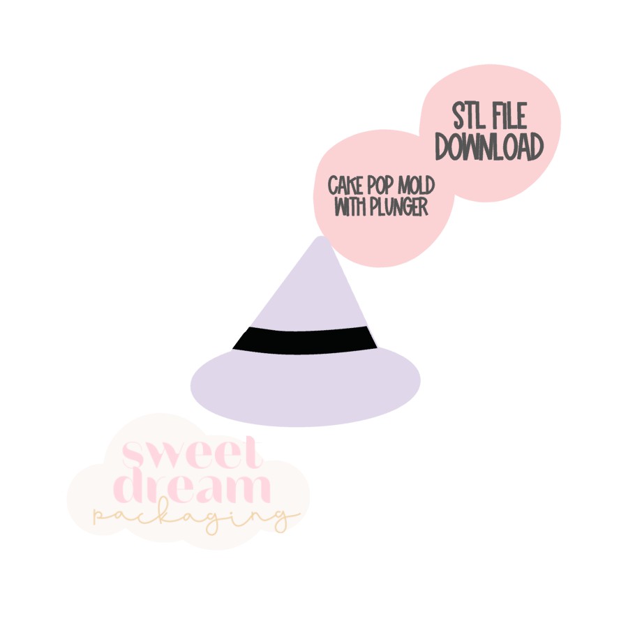 STL FILE DOWNLOAD - witch hat cake pop cutter