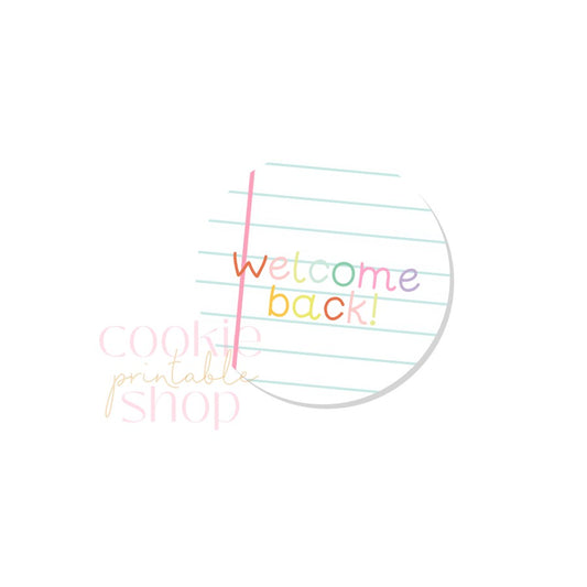 welcome back round tag - digital download