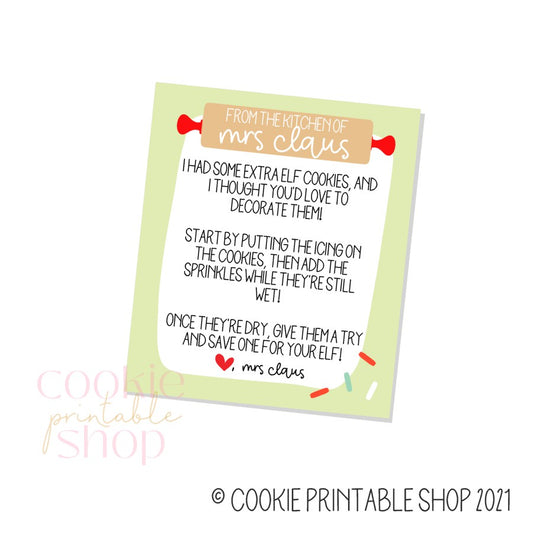 elf cookies card - digital download