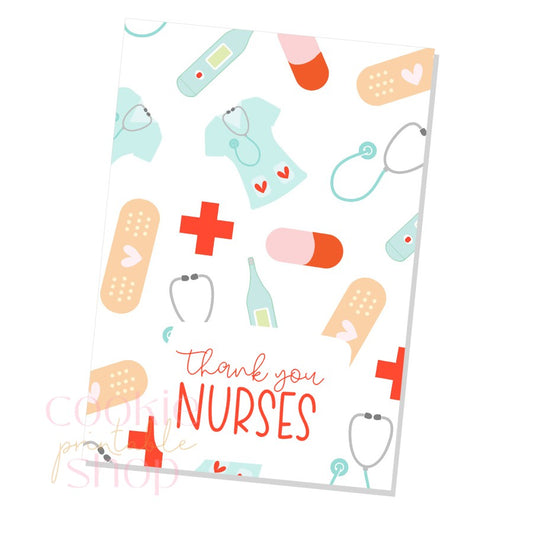 thank you nurses cookie card - digital download