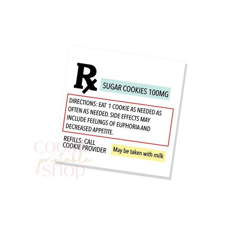 cookie RX tag - digital download – Sweet Dream Packaging LLC