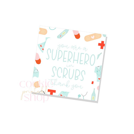 you are a superhero in scrubs tag - digital download