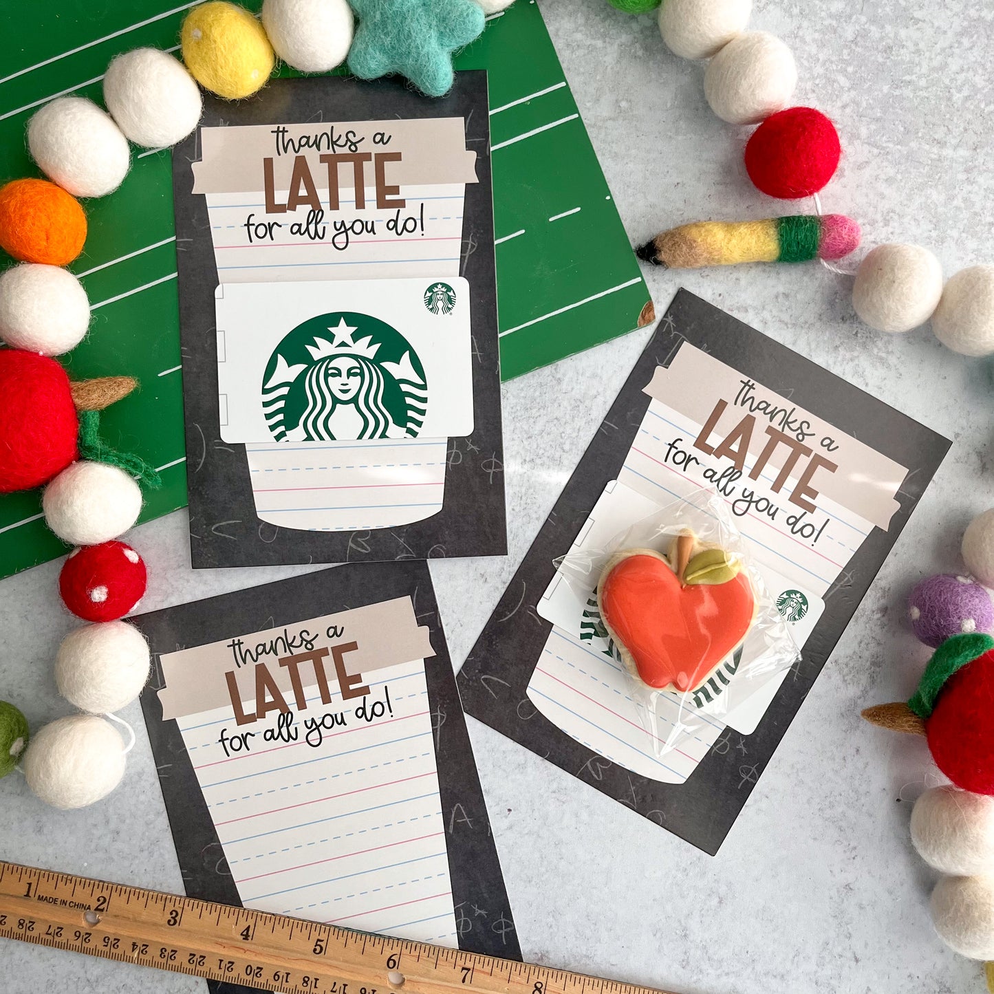 thanks a latte for all you do 4.25x6.5" gift card & cookie cards - pack of 24
