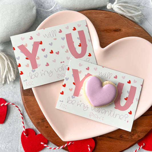 will you be my valentine 5x3.5" cookie cards - pack of 25