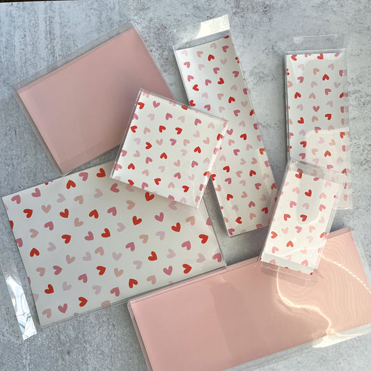 solid pink and hearts double sided box backers  - pack of 24