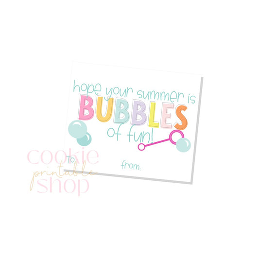 hope your summer is bubbles of fun rectangle tag - digital download