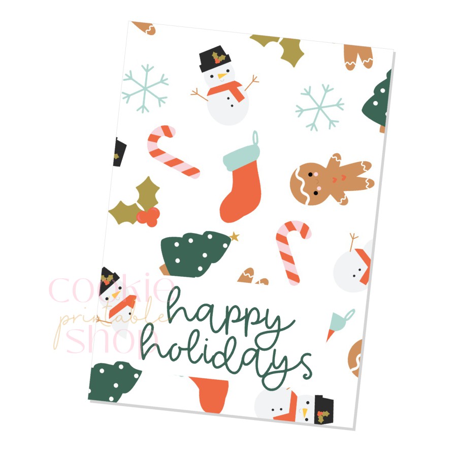 happy holidays cookie card - digital download