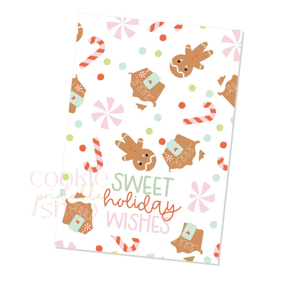 sweet holiday wishes cookie card - digital download