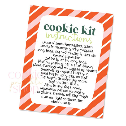 holiday cookie kit instructions card - digital download