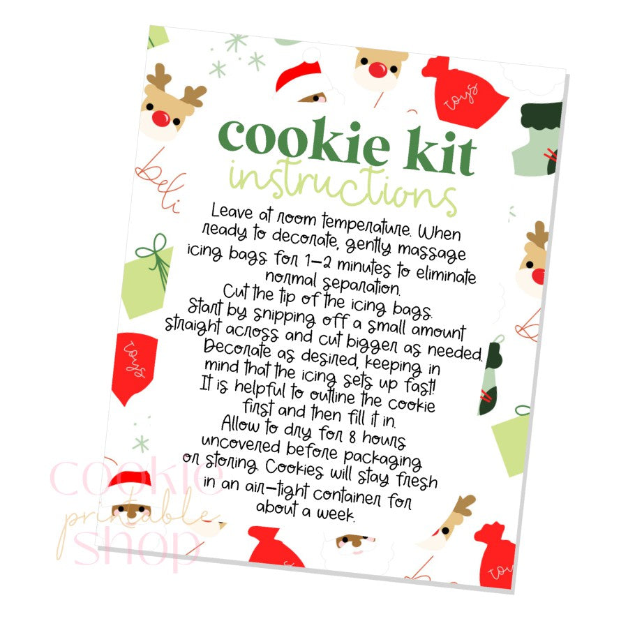 holiday cookie kit instructions card - digital download