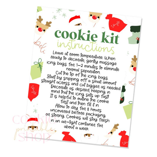 holiday cookie kit instructions card - digital download