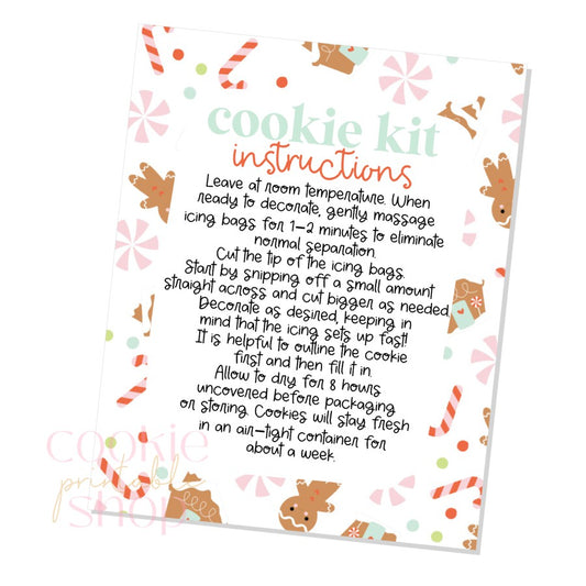 holiday cookie kit instructions card - digital download