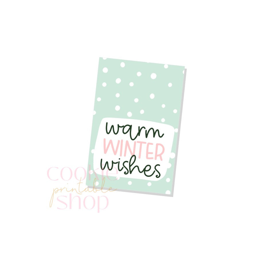 warm winter wishes rectangle tag - digital download