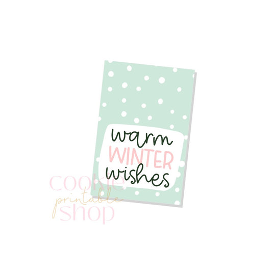 warm winter wishes rectangle tag - digital download