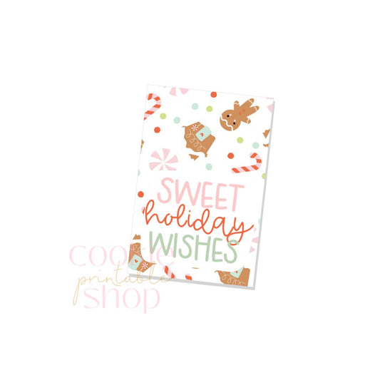 sweet holiday wishes rectangle tag - digital download