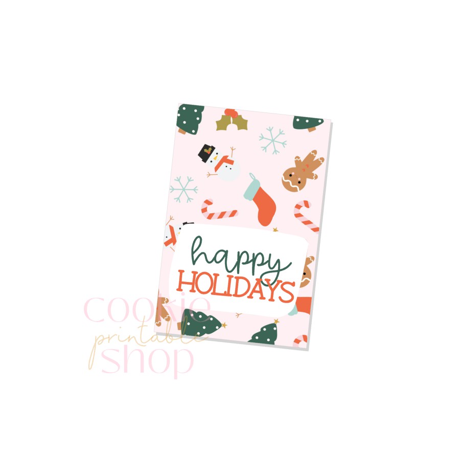 happy holidays rectangle tag - digital download