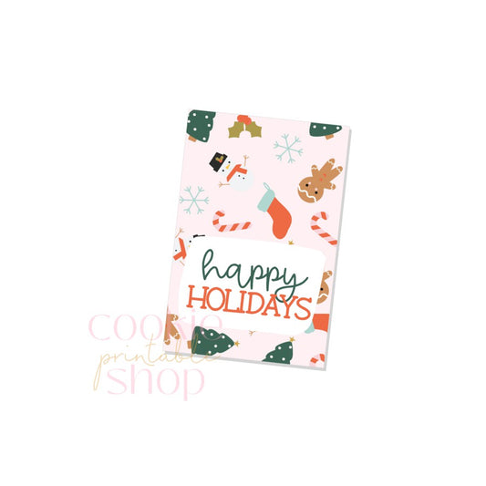 happy holidays rectangle tag - digital download