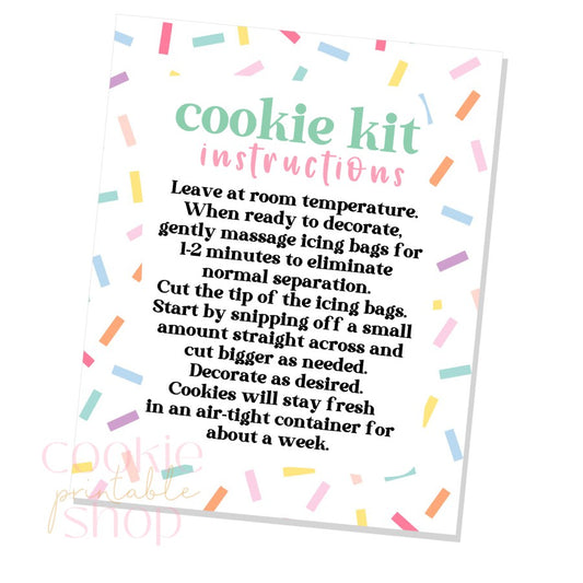 cookie kit instructions card - digital download