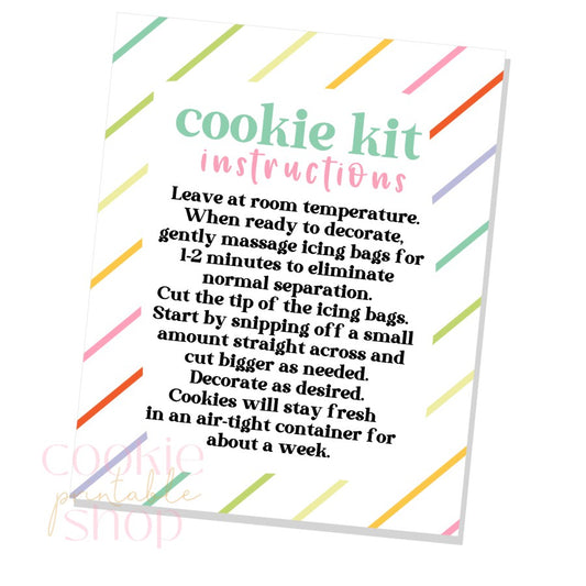 cookie kit instructions card - digital download