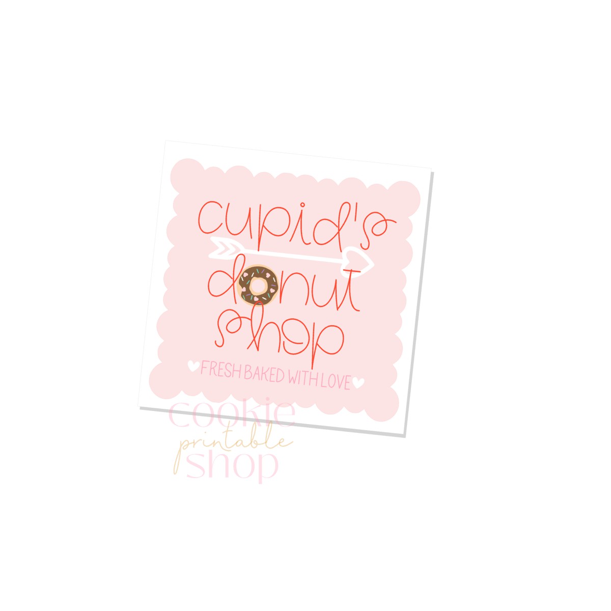 cupids donut shop printable tag - digital download