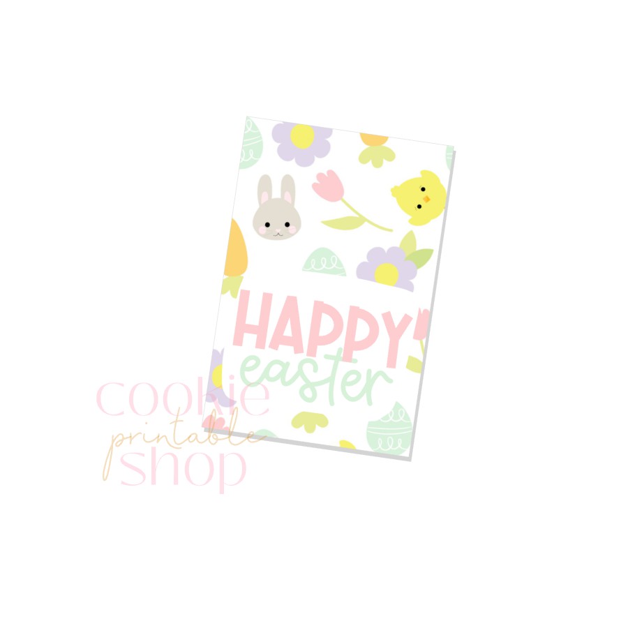 happy easter rectangle tag - digital download