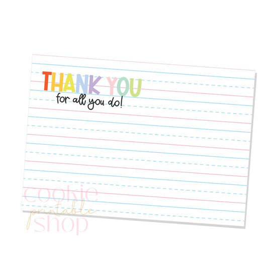 thank you for all you do 5" x 3.5" gift card cookie card - digital download