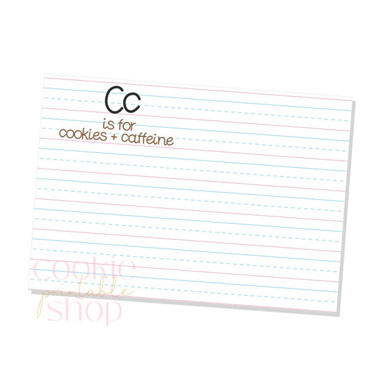 C is for cookies + caffeine 5" x 3.5" gift card cookie card - digital download