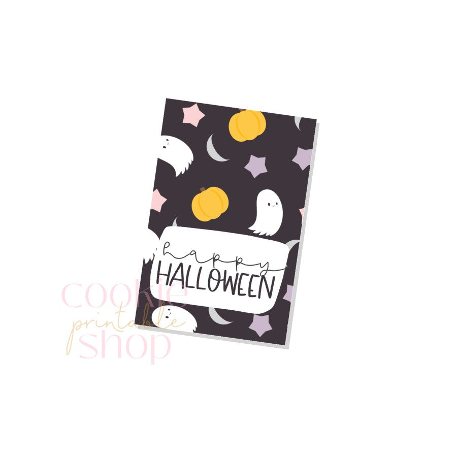 happy halloween rectangle tag - digital download