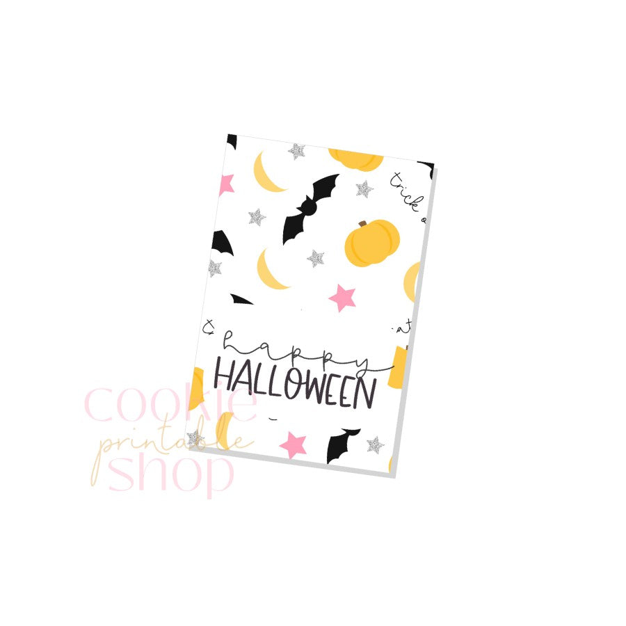 happy halloween rectangle tag - digital download