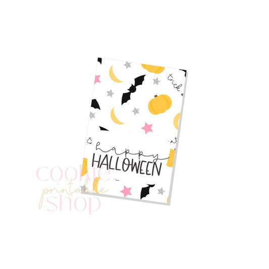 happy halloween rectangle tag - digital download